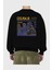 Osaka Arka Baskılı Siyah Oversize Sweatshirt Erkek Kadın Bisiklet Yaka 2