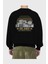 Orlando Arka Baskılı Siyah Oversize Sweatshirt Erkek Kadın Bisiklet Yaka 2
