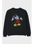Mickey Arka Baskılı Siyah Oversize Sweatshirt Erkek Kadın Bisiklet Yaka 1
