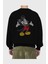 Mickey Arka Baskılı Siyah Oversize Sweatshirt Erkek Kadın Bisiklet Yaka 2