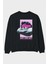 Just One Left Arka Baskılı Siyah Oversize Sweatshirt Erkek Kadın Bisiklet Yaka 1