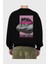 Just One Left Arka Baskılı Siyah Oversize Sweatshirt Erkek Kadın Bisiklet Yaka 2