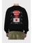 Land Of The Rising Sun Arka Baskılı Siyah Oversize Sweatshirt Erkek Kadın Bisiklet Yaka 2