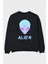Alien Arka Baskılı Siyah Oversize Sweatshirt Erkek Kadın Bisiklet Yaka 1