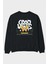Good Vibes Yazılı 4 Arka Baskılı Siyah Oversize Sweatshirt Erkek Kadın Bisiklet Yaka 1