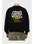 Good Vibes Yazılı 4 Arka Baskılı Siyah Oversize Sweatshirt Erkek Kadın Bisiklet Yaka 2