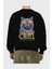 Chill Cat Arka Baskılı Siyah Oversize Sweatshirt Erkek Kadın Bisiklet Yaka 2