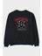 Happiness Bear Arka Baskılı Siyah Oversize Sweatshirt Erkek Kadın Bisiklet Yaka 1