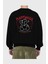 Happiness Bear Arka Baskılı Siyah Oversize Sweatshirt Erkek Kadın Bisiklet Yaka 2