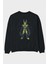 Cell Arka Baskılı Siyah Oversize Sweatshirt Erkek Kadın Bisiklet Yaka 1