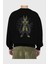 Cell Arka Baskılı Siyah Oversize Sweatshirt Erkek Kadın Bisiklet Yaka 2