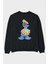 Donald Arka Baskılı Siyah Oversize Sweatshirt Erkek Kadın Bisiklet Yaka 1