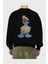 Donald Arka Baskılı Siyah Oversize Sweatshirt Erkek Kadın Bisiklet Yaka 2