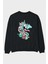 Crazy Unicorn Arka Baskılı Siyah Oversize Sweatshirt Erkek Kadın Bisiklet Yaka 1