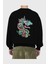 Crazy Unicorn Arka Baskılı Siyah Oversize Sweatshirt Erkek Kadın Bisiklet Yaka 2
