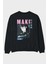 Maki Zenin Chaınsawman 1 Anime Arka Baskılı Siyah Oversize Sweatshirt Erkek Kadın Bisiklet Yaka 1