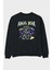 Angel Bear Arka Baskılı Siyah Oversize Sweatshirt Erkek Kadın Bisiklet Yaka 1