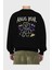 Angel Bear Arka Baskılı Siyah Oversize Sweatshirt Erkek Kadın Bisiklet Yaka 2