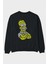 Homer Simpson Arka Baskılı Siyah Oversize Sweatshirt Erkek Kadın Bisiklet Yaka 1