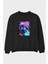 Naruto Sasuke Uchıha 2 Anime Ön Baskılı Siyah Oversize Sweatshirt Erkek Kadın Bisiklet Yaka 1