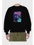 Naruto Sasuke Uchıha 2 Anime Ön Baskılı Siyah Oversize Sweatshirt Erkek Kadın Bisiklet Yaka 2