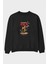 Roger Anime Ön Baskılı Siyah Oversize Sweatshirt Erkek Kadın Bisiklet Yaka 1