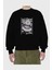 Majın Boo2 Anime Ön Baskılı Siyah Oversize Sweatshirt Erkek Kadın Bisiklet Yaka 2