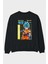 Goku 1 Anime Arka Baskılı Siyah Oversize Sweatshirt Erkek Kadın Bisiklet Yaka 1