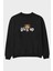 Teddy Bear Dont Give Up Ön Baskılı Siyah Oversize Sweatshirt Erkek Kadın Bisiklet Yaka 1