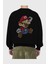 Mario Bros Arka Baskılı Siyah Oversize Sweatshirt Erkek Kadın Bisiklet Yaka 2
