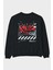 The Spirit Arka Baskılı Siyah Oversize Sweatshirt Erkek Kadın Bisiklet Yaka 1