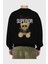 Teddy Bear Romance Arka Baskılı Siyah Oversize Sweatshirt Erkek Kadın Bisiklet Yaka 2