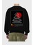 Japan Streetwear Arka Baskılı Siyah Oversize Sweatshirt Erkek Kadın Bisiklet Yaka 2