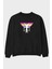 Good Vibes Ön Baskılı Siyah Oversize Sweatshirt Erkek Kadın Bisiklet Yaka 1