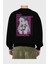Hibiki 4 Anime Arka Baskılı Siyah Oversize Sweatshirt Erkek Kadın Bisiklet Yaka 2