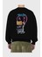 Put On Smile Bear Arka Baskılı Siyah Oversize Sweatshirt Erkek Kadın Bisiklet Yaka 2