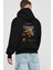 Vintage Çiçek Arka Baskılı Siyah Oversize Kapüşonlu Sweatshirt Erkek Kadın 2