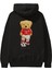 Teddy Bear Kick Off Arka Baskılı Siyah Oversize Kapüşonlu Sweatshirt Erkek Kadın 1