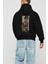 Steampunk Chaplin Arka Baskılı Siyah Oversize Kapüşonlu Sweatshirt Erkek Kadın 2