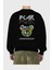 Be Happy Bear 2 Arka Baskılı Siyah Oversize Sweatshirt Erkek Kadın Bisiklet Yaka 1