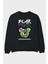 Be Happy Bear 2 Arka Baskılı Siyah Oversize Sweatshirt Erkek Kadın Bisiklet Yaka 2