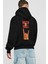 Rock & Roll Yazılı Arka Baskılı Siyah Oversize Kapüşonlu Sweatshirt Erkek Kadın 2