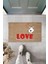 Dijital Baskı Kahverengi Kırmızı Love Yazılı Beyaz Köpek Dekoratif Kapı Paspası K-2013 1