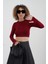 Bordo Parmak Detaylı Crop Bluz 1