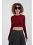 Bordo Parmak Detaylı Crop Bluz 2