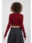 Bordo Parmak Detaylı Crop Bluz 3
