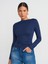 31213 Kayık Yaka Uzun Kollu Top-Lacivert 1