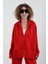 Kırmızı Fermuarlı Modal Sweatshirt Bol Paça Pantolon Takım 4