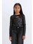 Kız Çocuk Slim Fit Dar Kesim Bisiklet Yaka Parlak Kumaş Fitilli Kaşkorse Uzun Kollu Tişört D5419A824WN 1