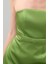 Straplez Saten Midi Boy Elbise Yeşil K2511519_012 3